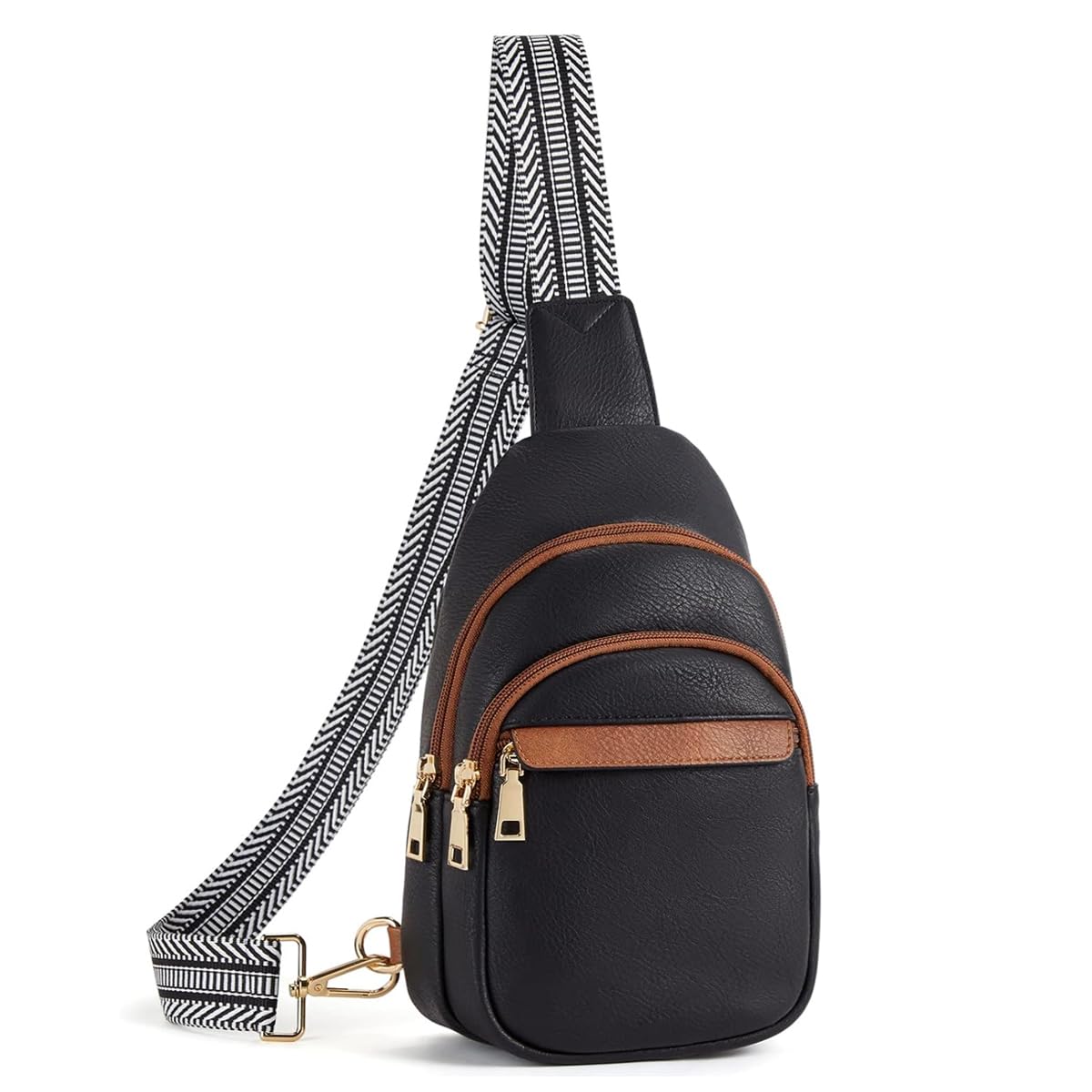PALAY Chest Bag Unisex Crossbody Bag Men Women Shoulder Bag PU Bag with Woven Print Quick Release Adjustable Strap, Stylish Chest Bag for Commuting, Travel, Outdoor Activities, Cycling (Black) PALAY Chest Bag Unisex Crossbody Bag Men Women Shoulder Bag PU Bag with Woven Print Quick Release Adjustable Strap, Stylish Chest Bag for Commuting, Travel, Outdoor Activities, Cycling (Black)